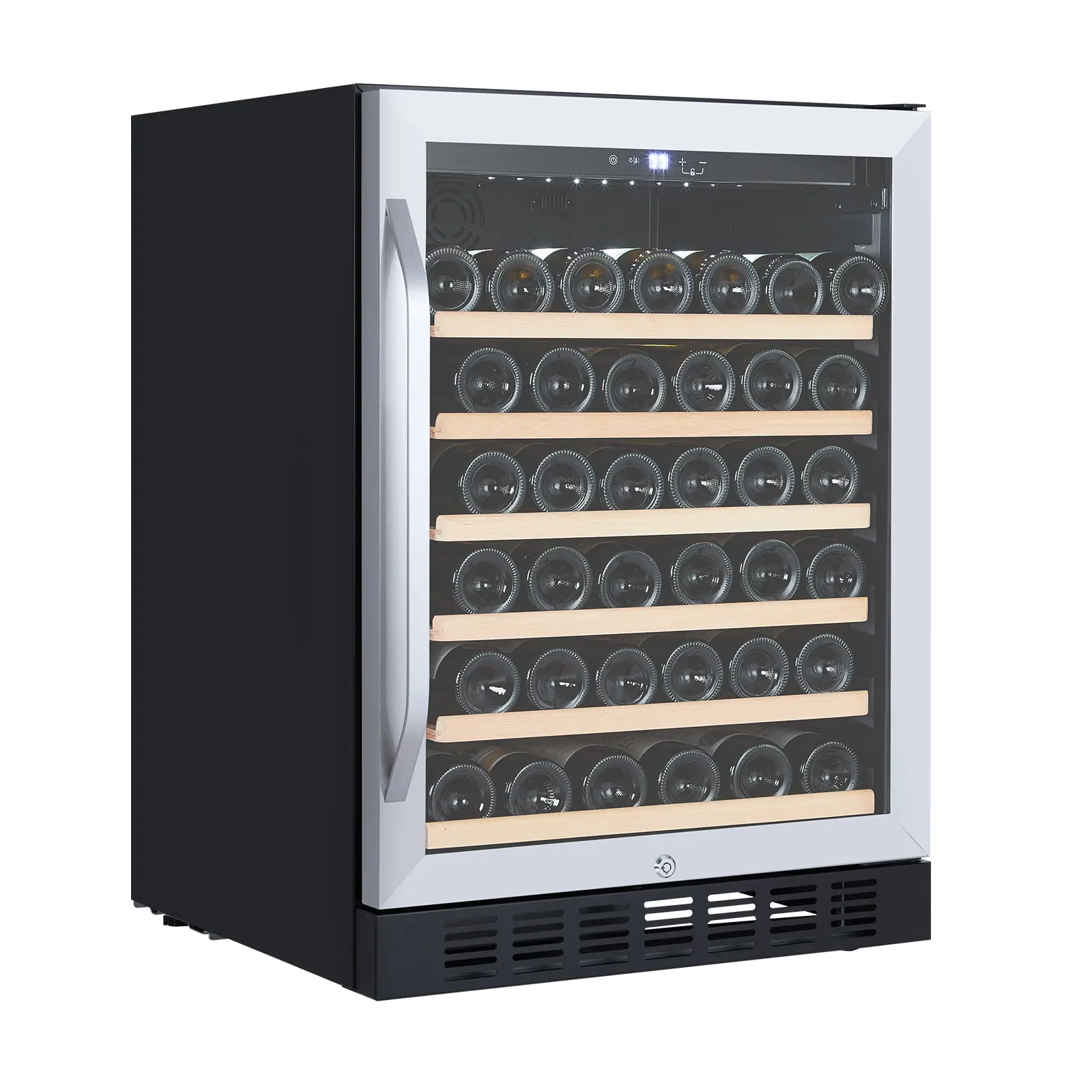 TROPOW 24-in Basement Wine Cellar Refrigerator, 46-Bottle Glass Door Refrigerators, LED Lighting, Lock, Exclusive Area, Temp Adjust, 110v/60hz, 59.5x57x82 cm, Free Installation/Receipt, Ideal for Dining Room