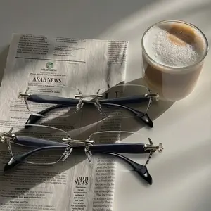 2026 Unisex Rimless Glasses – Anti-Blue Light Clear Eyewear, Anti-Dust Durable Frame, Classic Black Trendy Everyday Style