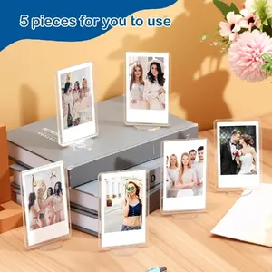 5 Counts 2x3" Acrylic Frame Display | Transparent Acrylic Photo Frame with Base Acrylic Photo Display Mini Picture Frames Double Sided, DIY Decorative Acrylic Frame Picture Frame, Home Decor Accessory