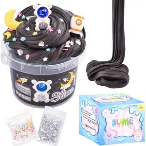 Astronaut Butter Slime Party Favors for Kids, Glitter, Black Scented Slime Bucket, Stress Relief Toy, Birthday Gift for Girls & Boys Ages 4-12, Classroom Rewards, Goodie Bag Stuffers(10oz)