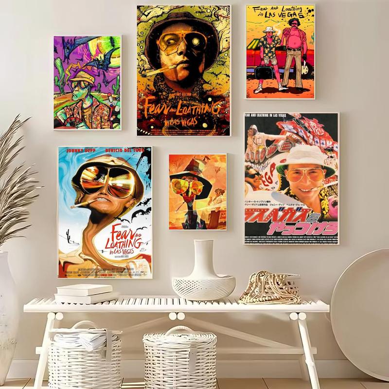 Fear Loathing Las Vegas Poster Waterproof HD Wall Sticker | Self-Adhesive Decorative Art Poster | Fade-Resistant Scratch-Proof for Long-Term Use | Easy to Apply and Clean | for Home Office Bedroom Living Room Kitchen Decor | Gift Idea