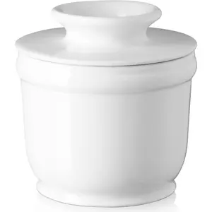 Porcelain Butter Crock, French Butter Dish for Fresh Spreadable Butter, Butter Keeper with Water Line, No More Hard Butter, Housewarming Gift, White