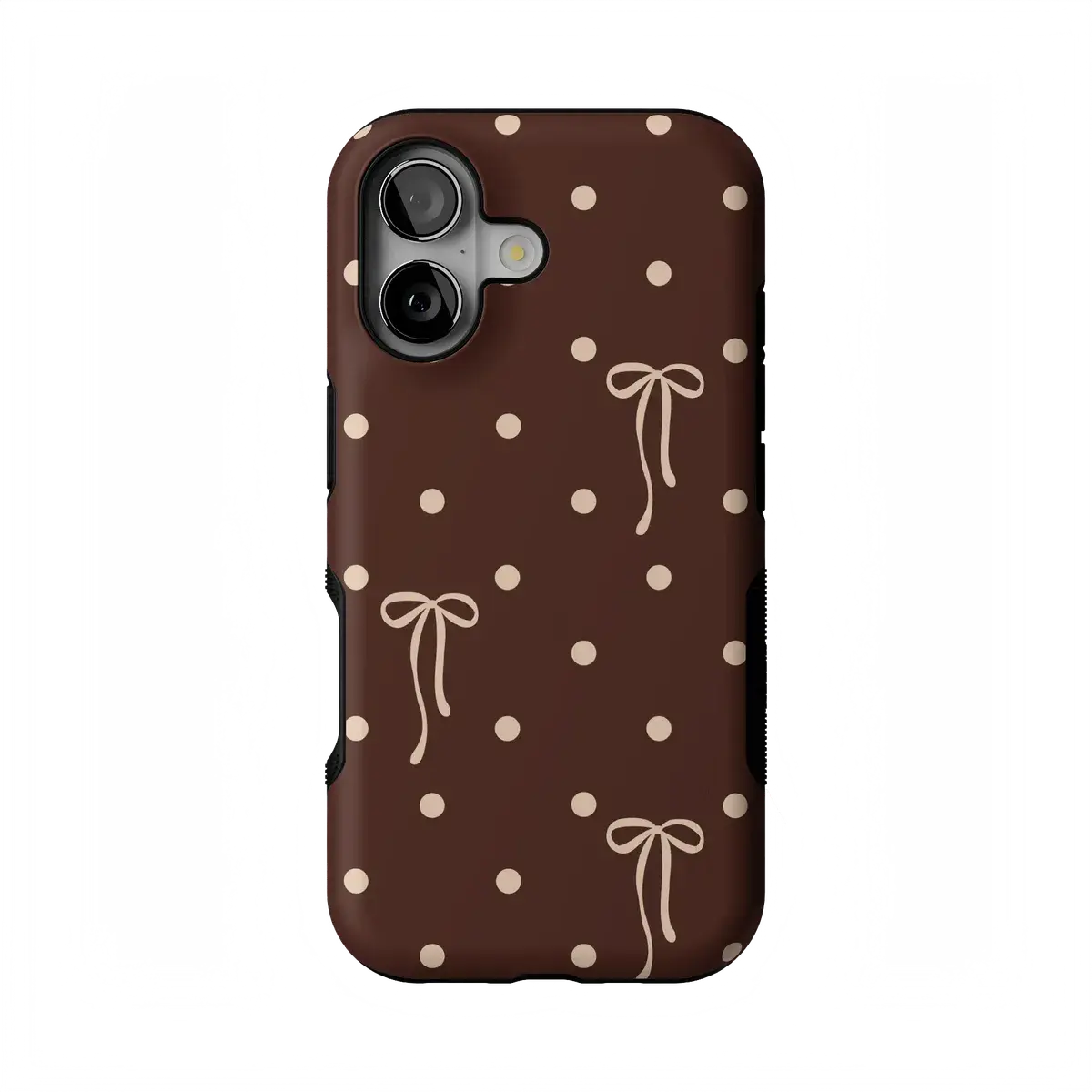 Casely iPhone 16 Plus Case | Teddy Bows | Brown Polka Dot | Bold Protective Design | Compatible with MagSafe
