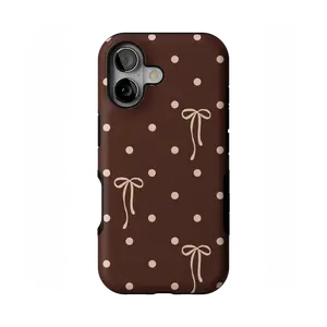 Casely iPhone 17 Case | Teddy Bows | Brown Polka Dot | Bold Protective Design | Compatible with MagSafe
