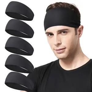 Solid Color Quick Dry Sports Headband (5 Counts), Sweat Absorbing Headband for Men and Women, Sports Headband for Running Cycling, Summer Gifts, Gym Accessories, Unisex Hairband, Sweet Sweat Band, Volleyball Accessories, Elastic Headband