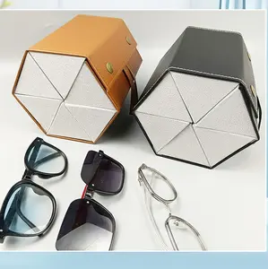 Leather Multi-Compartment Spectacle Case Minimalist Sunglasses Storage Case Portable High-Capacity Multi-Fold Spectacle Case