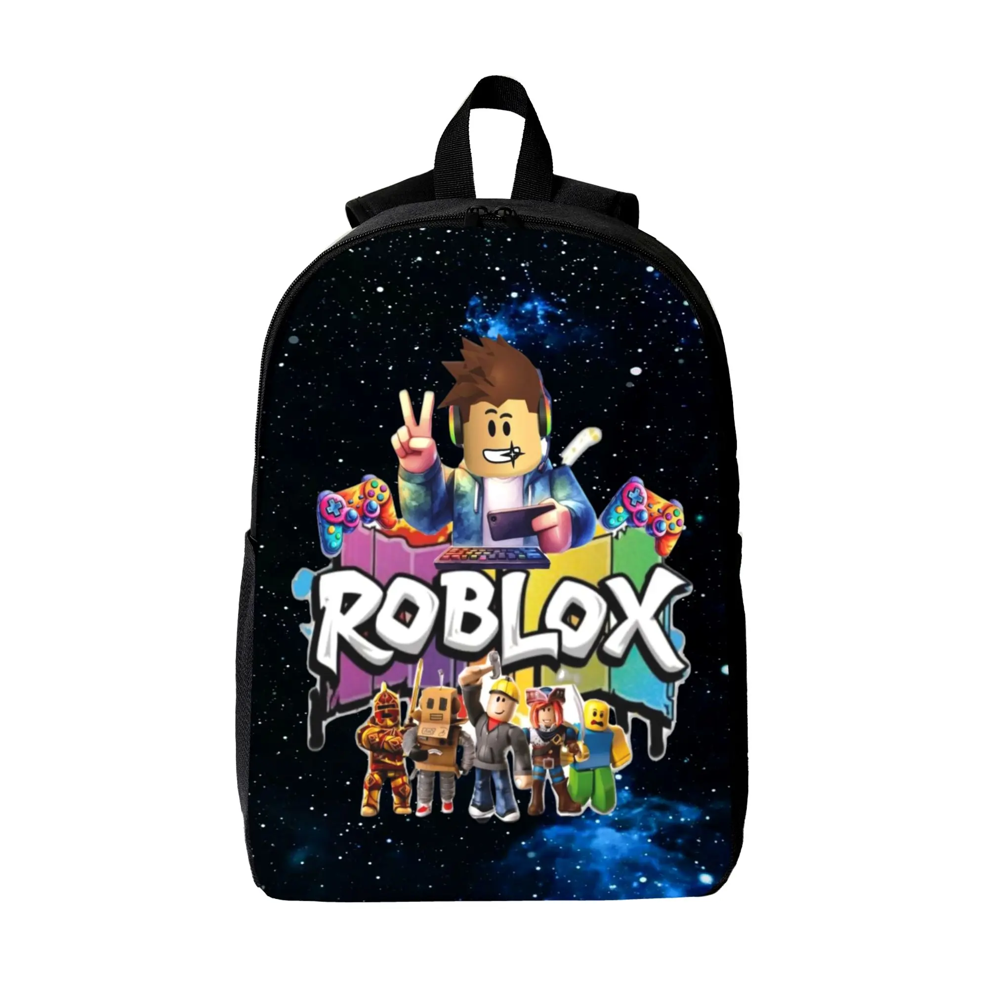 Roblox Galaxy Backpack for School 17" Large Capacity Lightweight Bookbag for Students Cartoon School Bag Back to School