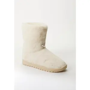 JUSTFAB Women's Fuzzy Faux Fur Bootie, Warm Women's Footwear for Cold Weather