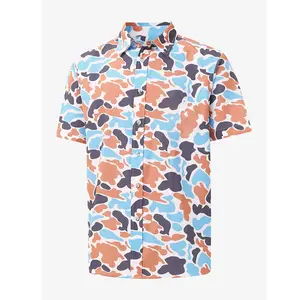 M MAEL Stylish Printing Summer Shirt Men's Hawaiian Camouflage Print Shirt, Button-Down Tropical Beach Summer Vacation Men's Casual Shirt