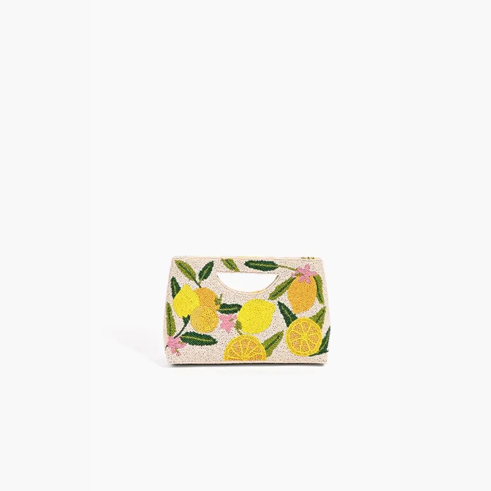 Make Lemonade Clutch Beaded Sardine Purse Handheld Bag Purse Fashionable Patterned Bag Embellished Shoulder Bag