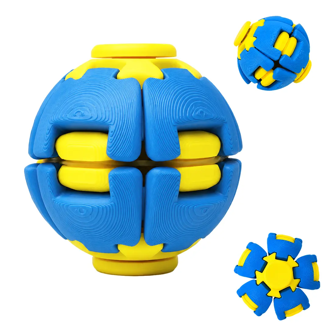 3D Printed Mechanical Linkage Press & Spin Ball | Kinetic Desk Fidget Toy for Stress Relief & Anti-Anxiety