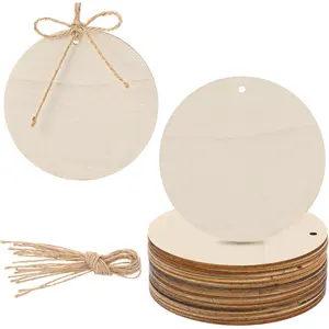 10 count  Circles for Crafts 4 Inch  Rounds Wooden Circles for Crafts  Ornament Blanks Wooden Discs with 10 Strings for DIY Painting Crafting Party Christmas  Decor  Tags
