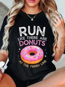100% Cotton Donut Finish Line Marathon Funny Running For Men Women T-Shirt Short