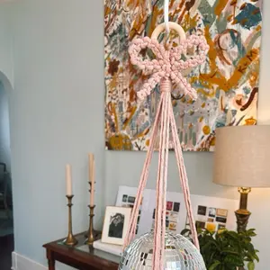 Bow disco ball hanger, boho home decor