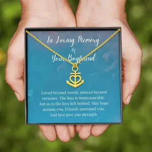 Personalized Heart Anchor, Loss Of Boyfriend Gift, Grief Gift, Boyfriend Remembrance Necklace, Sympathy Gift, Boyfriend Memorial Gift, Keepsake Gift,