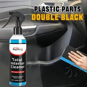Rayhong Car Interior Cleaner - 3.38oz Double Black Plastic Parts, Deep Stain Removal & Polishing, Long-Lasting Protection, Safe for Materials, Includes Microfiber Cloth for Easy Application, Car Cleaning Accessories