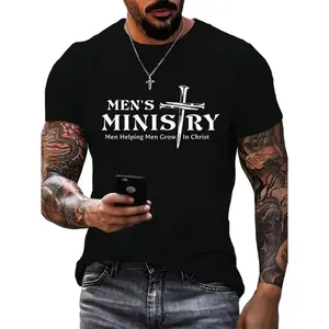 Men's Ministry ,Men Helping Men ,Church ministry Christian Cotton T-Shirt, Graphic Tees for Unisex Cotton Fabric Casual Crew Neck Short Sleeve T-Shirt Trendy Tops for men gifts Menswear