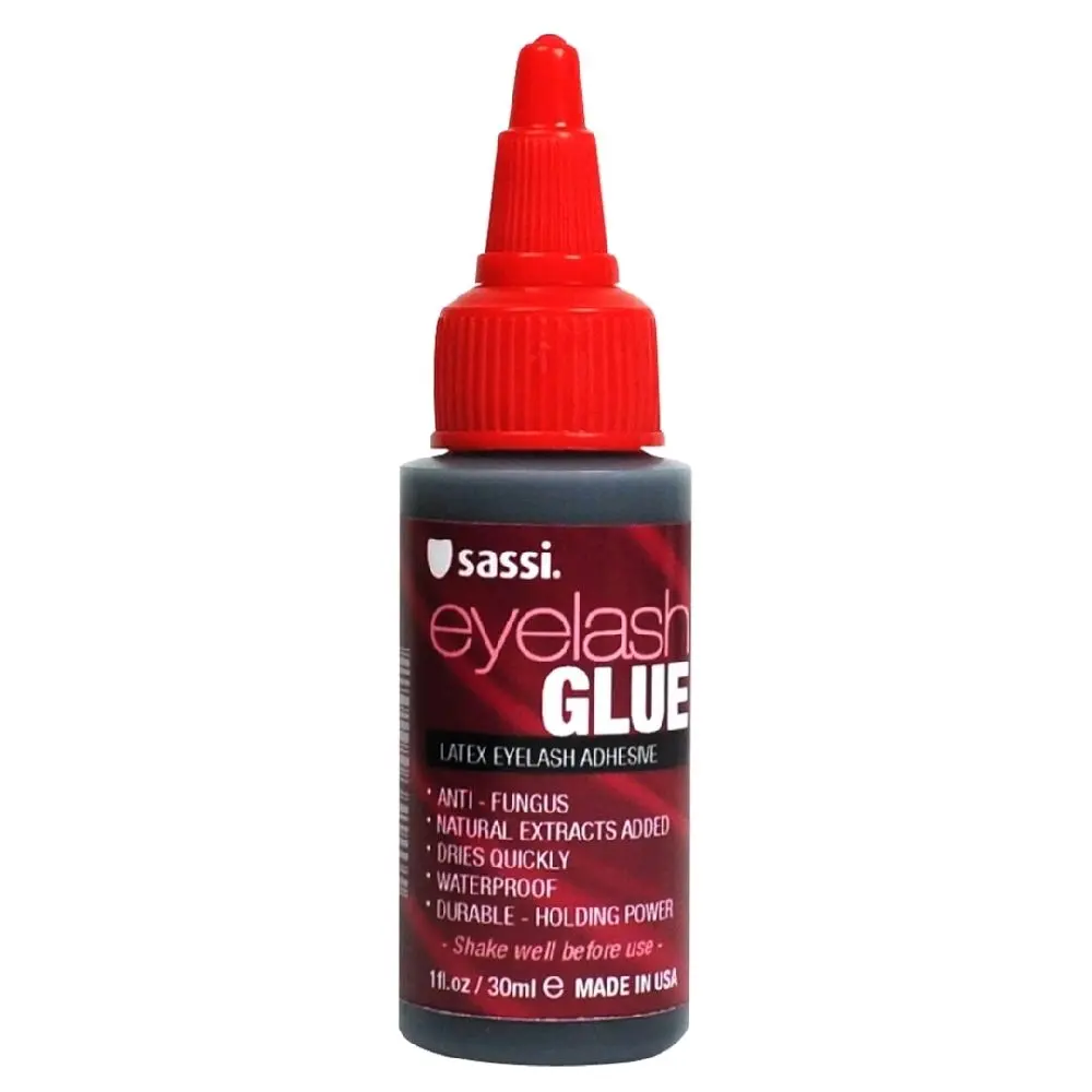 Sassi Dark Eyelash Glue, 1Oz Quick-Drying Lash Adhesive with Natural Extract Formula, Waterproof Lash Glue for False Eyelashes