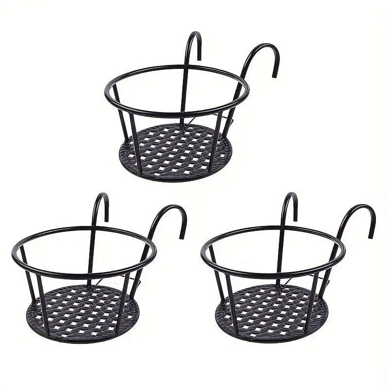 Set of 3 Iron Hanging Plant Pots with Hooks, Hanging Planters, Detachable  Metal Planter Basket, Ideal for Balcony, Fence, or Single Brick Wall -  TikTok Shop