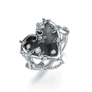 Heart Shape 925 Sterling Silver Zirconstatement Rings Gifts For Women