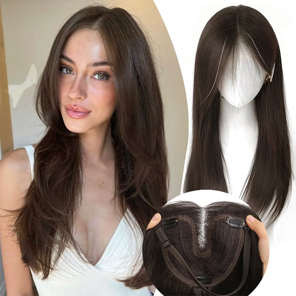 Nnzes Hair Topper Clip, 22 Inch 3D 360°Cover Hair Toppers for Women with Thinning Hair