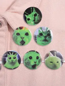 6 Pieces Anime Ollie Alien Cat Tinplate Soft Button Pin ,Funny Surprised Expression Cat Alien Antennae Design Brooch Backpack Clothes Lapel Jacket Badge ,Unisex Daily Accessory,Fashion Jewelry Gift for Friends