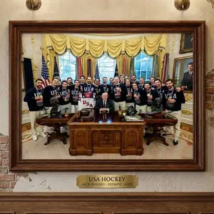 ( No Frame ) USA Hockey Olympic Gold Champions Historic White House Oval Office Poster