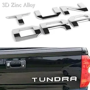 Upgrade Your Tundra: Metal Tailgate Insert Letters for 2014 - 2021 Models Raised Emblem Decal, Truck Rear Accessories, Chrome Silver