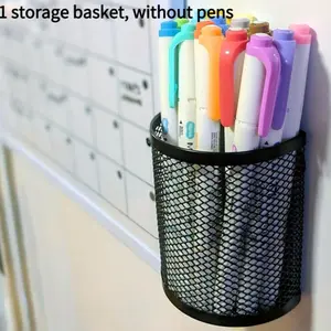 Magnetic Iron Storage Basket for Refrigerator, Semi-Circular Pen Holder, Marker Pen Holder, Home Office Organizer, Stationery Organizer, Precision Crafted, Durable Design