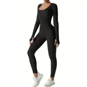 Jumpsuits for Women Long Sleeve One Piece Jumpsuit for Women Workout Seamless Jumpsuits Exercise Tummy Control Rompers