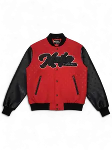 Mafia Chicago Chi Red OG Varsity Jacket – Monogram Vegan Leather Sleeves, Limited Edition
