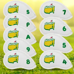 9pcs Durable Golf Iron Head Covers, Design Style, Protective Cases for Clubs & Wedges, Putter Protector with Strong Closure