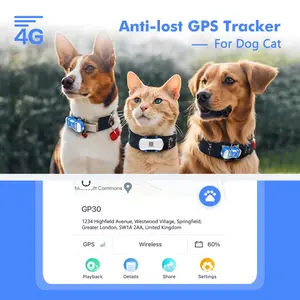 ‌ 4G Dog Cat GPS Tracker for Pets - Waterproof Smart Locator with App, Live Tracking & Light/Sound Search, Free Trial Included