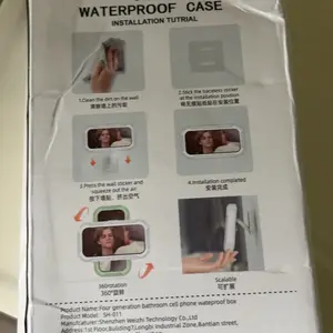 Waterproof Phone Holder for Shower & Bathroom - Upgraded 360° Smooth Rotating, Anti-Fog Protective Case, Full HD Sensitive Touchscreen, Strong Adhesive Tool-Free Wall Mount, Fits''4-7'' iPhones/Samsueng Adjustable Smartphon