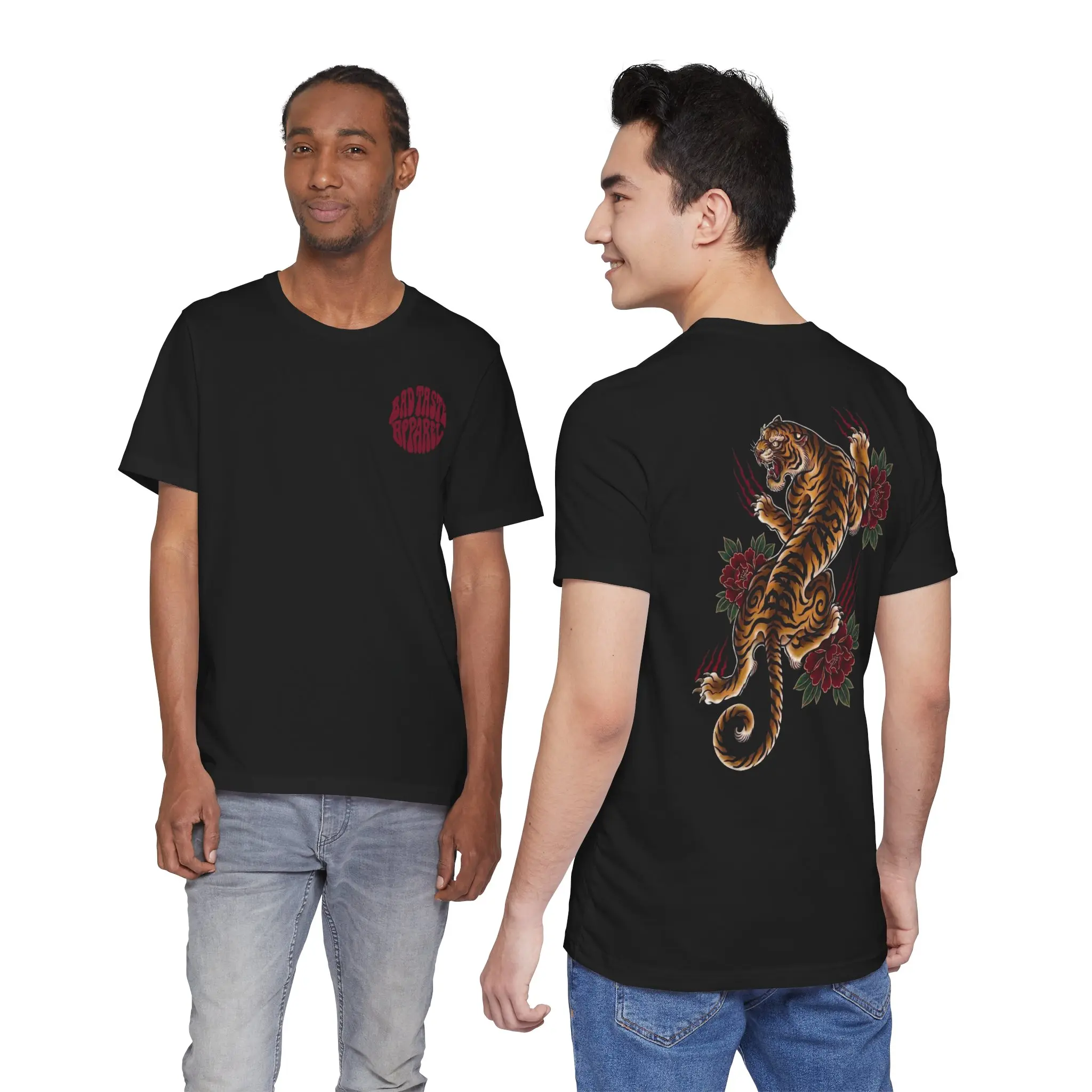 Traditional Tiger with Peonys T-Shirt | Vintage Japanese Tattoo Style