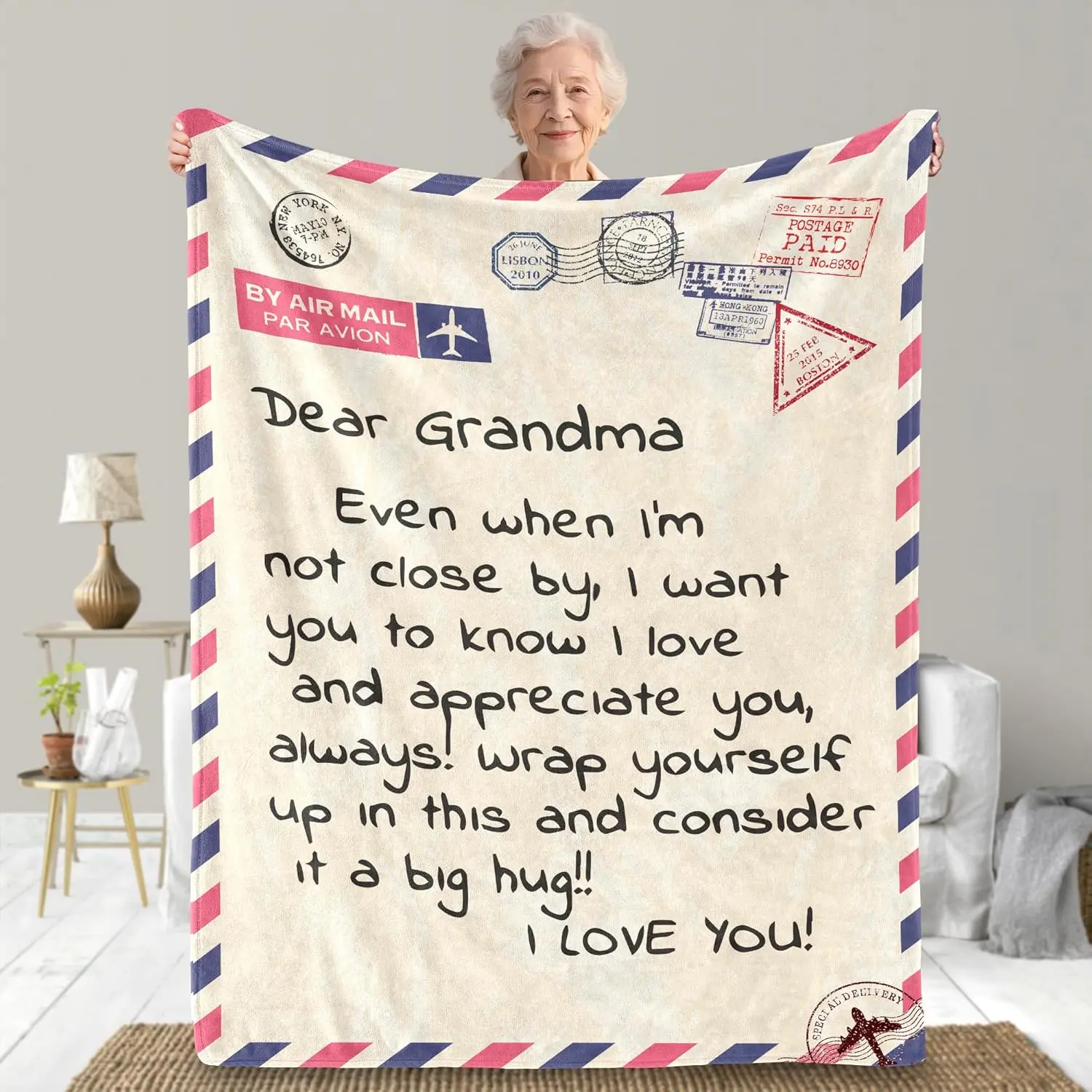 Thoughtful Present for Elderly Women, Mother’s Day Grandma Gifts from Grandkids, Gifts for Grandma Soft Flannel Blanket 55 * 60, Mother’s Day Grandmother Gifts Cozy Plush Throw Blanket