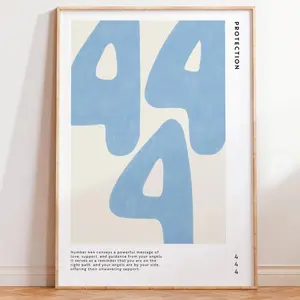 NUMBER 444 Wall Art, No Frame,Baby blue Trendy Print, Spiritual Affirmation Wall Poster, Alignment and manifestation Wall Art