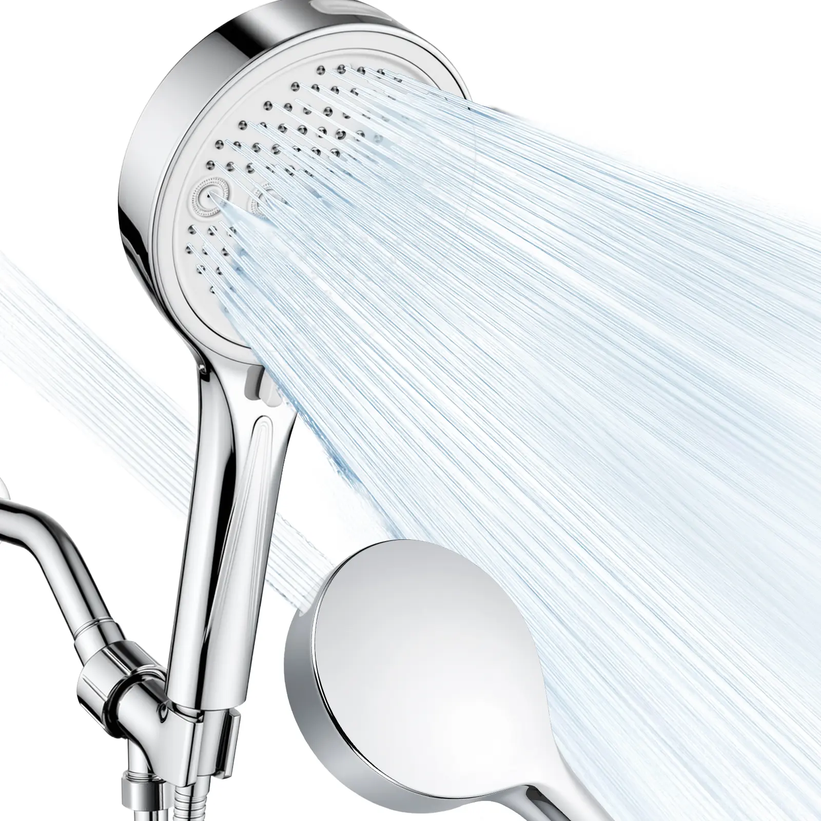 HOLFW High-Pressure 6-Mode Handheld Shower Head Set with Hose, Mounting Bracket and Teflon Tape