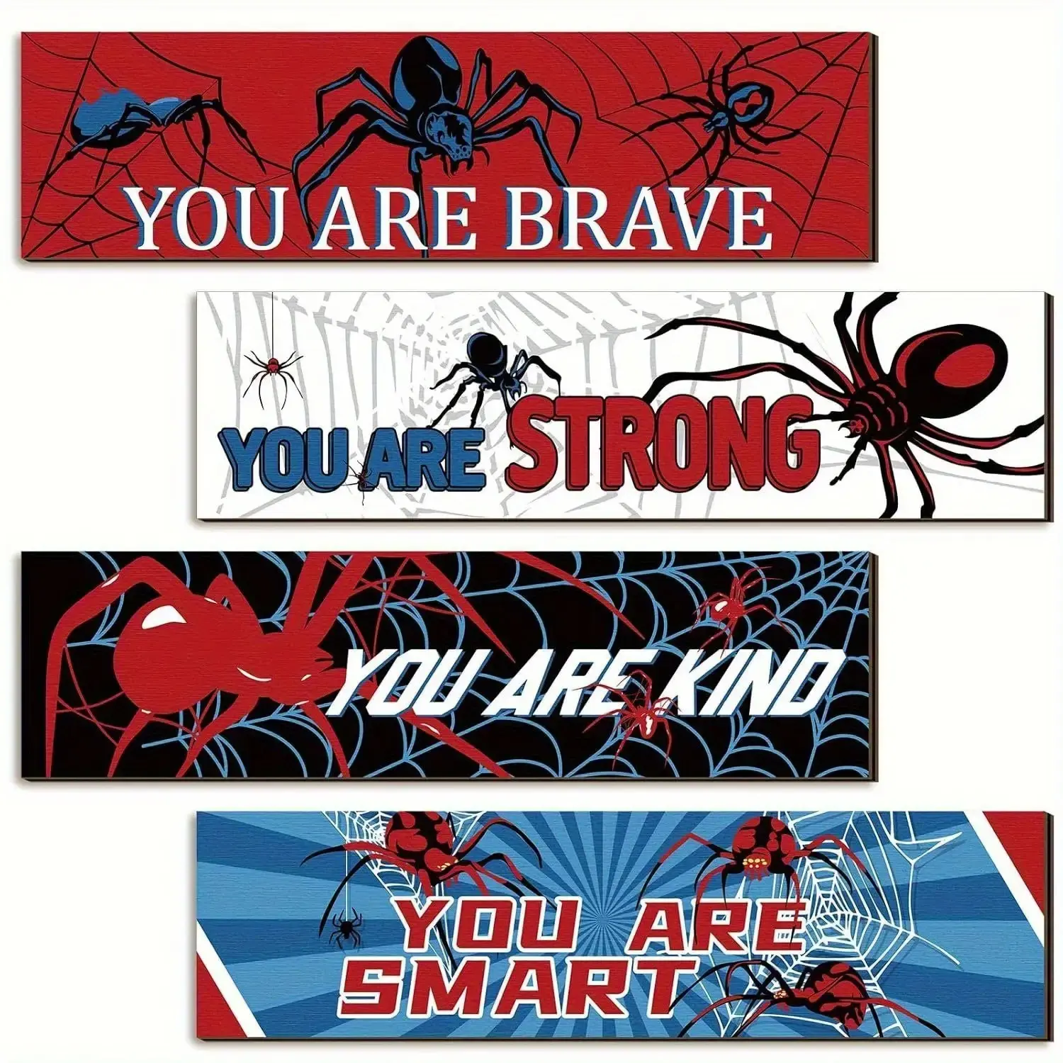 Wooden Spider Wall Art Hanging Decor Set, Modern Inspirational Quotes Hanging Ornament, Bedroom and Living Room Decoration, Universal Non-Furry Design, Wall Mounted Decor, Wall Ornaments, Home Wall Decoration