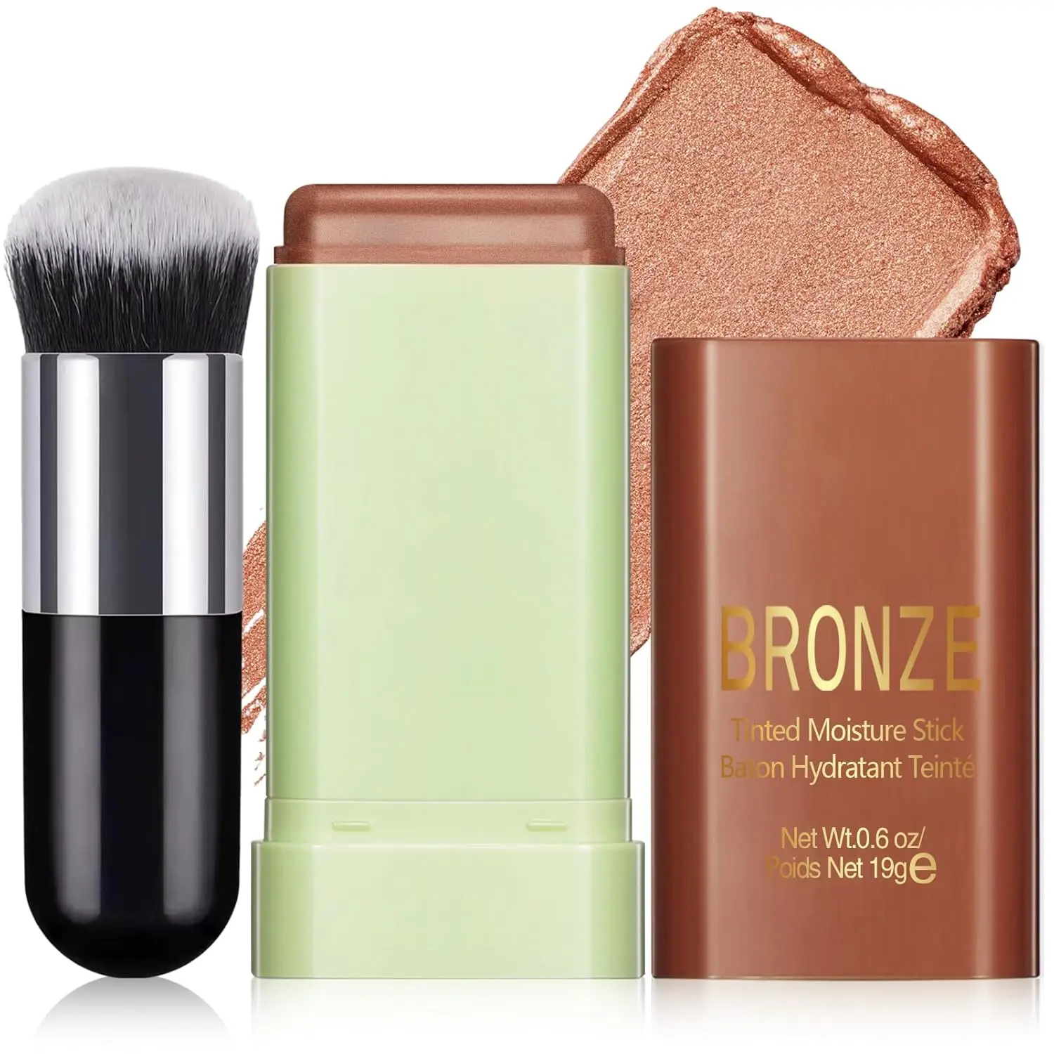 Cream Contour Stick for Cheeks Tint, Multi-Use Makeup Highlighter Blush Bronzer Stick, Natural Glow Solid Moisturizer Stick Blendable Illuminator On-the-Go Shimmer Cream Contour Makeup-03