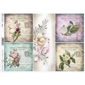Vintage Floral Postcards Rice Paper