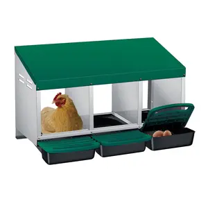 3-Compartment Roll-Away Chicken Nesting Box – Galvanized Steel, Pull-Out Egg Tray – Easy Clean & Install – Rust Resistant Hen Laying Box – Heavy Duty
