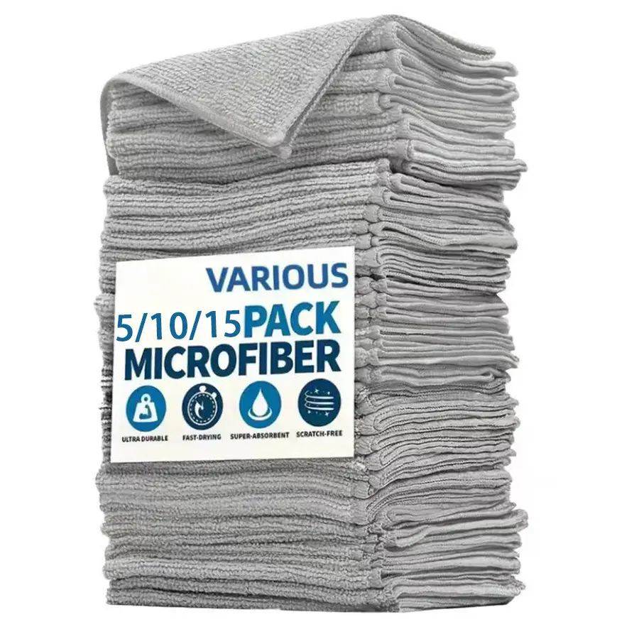 Household Grey Microfiber Kitchen Rag Heavy Duty Degreasing Quick Clean Long Lasting Reusable Cleaning Wipes