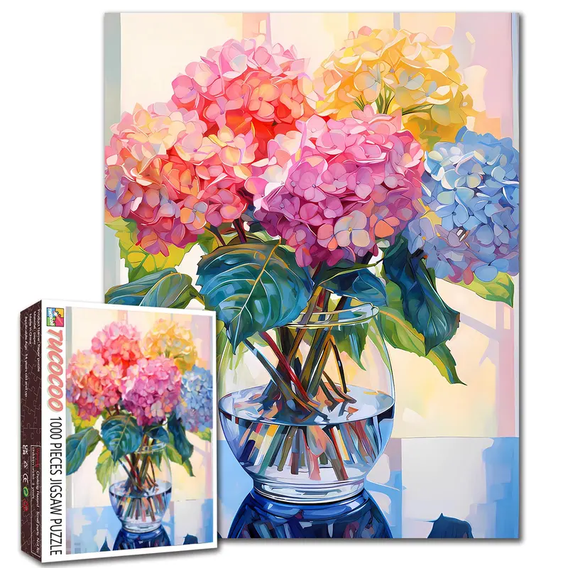 Tucocoo Hydrangea Flower 1000 Pieces Jigsaw Puzzle, Mother’s Day Gift, Colorful Home Game Stress Relief Brain Training Challenging Wall Decor Gift Idea, 27.56x19.69inch 70x50cm