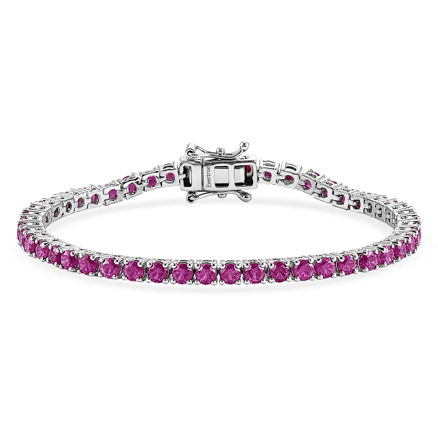 EverTrue Ruby 8.00 ctw Cluster Bracelet in Platinum Bond (6.50 In)
