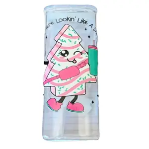 Sprinkle of Fun: Cute Cartoon Glass Cup with Straw