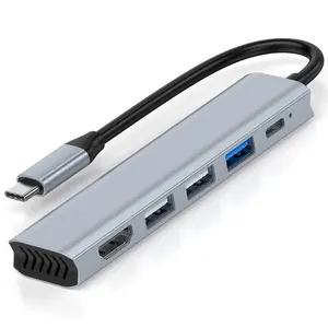 USB C Hub 5in 1   4K HDTV, laptop  100W Power Delivery, 3 USB-A Data Ports, USB C Dongle for MacBook Pro/Air, iPad Pro, IMac, iPhone 15/16 Pro/Pro Max, XPS, Thinkpad multiport adapter