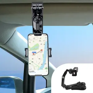 Sun Visor Phone Holder,360° Rotatable Rearview Phone Holder, Cell Phone Holder for Car Sun Visor Perfectly for iPhone, Samsung & Other Cellphone, Car Accessories