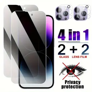 The Best 4 In 1 iPhone 16 Plus/15 Pro Max/13 Mini/14/11 Tempered Glass Smartphone Screen Protector and Camera Lens Guard Accessories