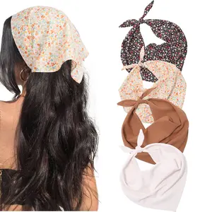 4Pcs Triangle Head Scarf Headband for Women Hair Bandanas for Girls Hair Boho Kerchief Headbands Hair Accessories